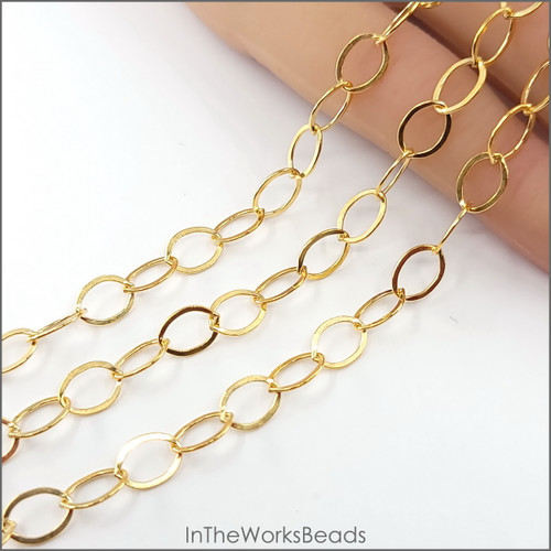 14k Gold Filled Oval Cable Chain 6mm x 8mm - Flat