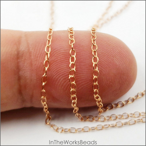 14k Rose Gold Filled Cable Chain 1.3mm