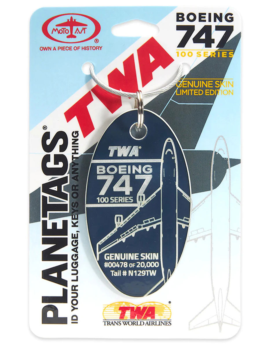 TWA Boeing 747-100 Plane Tag | N129TW | Tailwinds.com