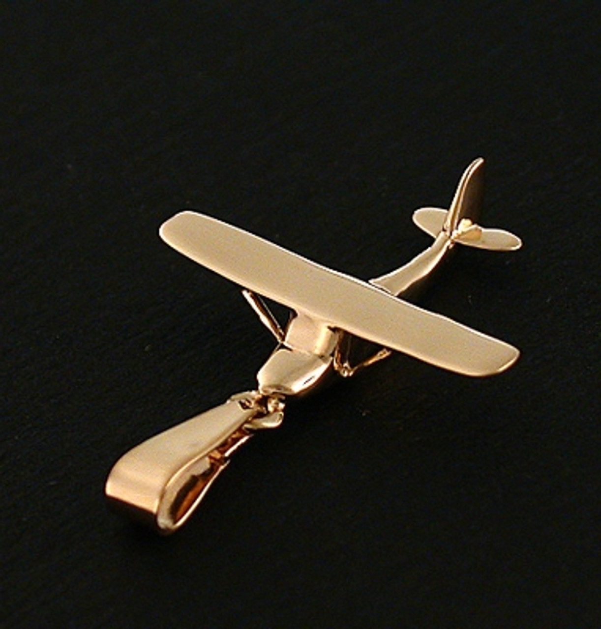 Airplane Pendant - 14K Gold Heart Airplane Pendant Piper Style