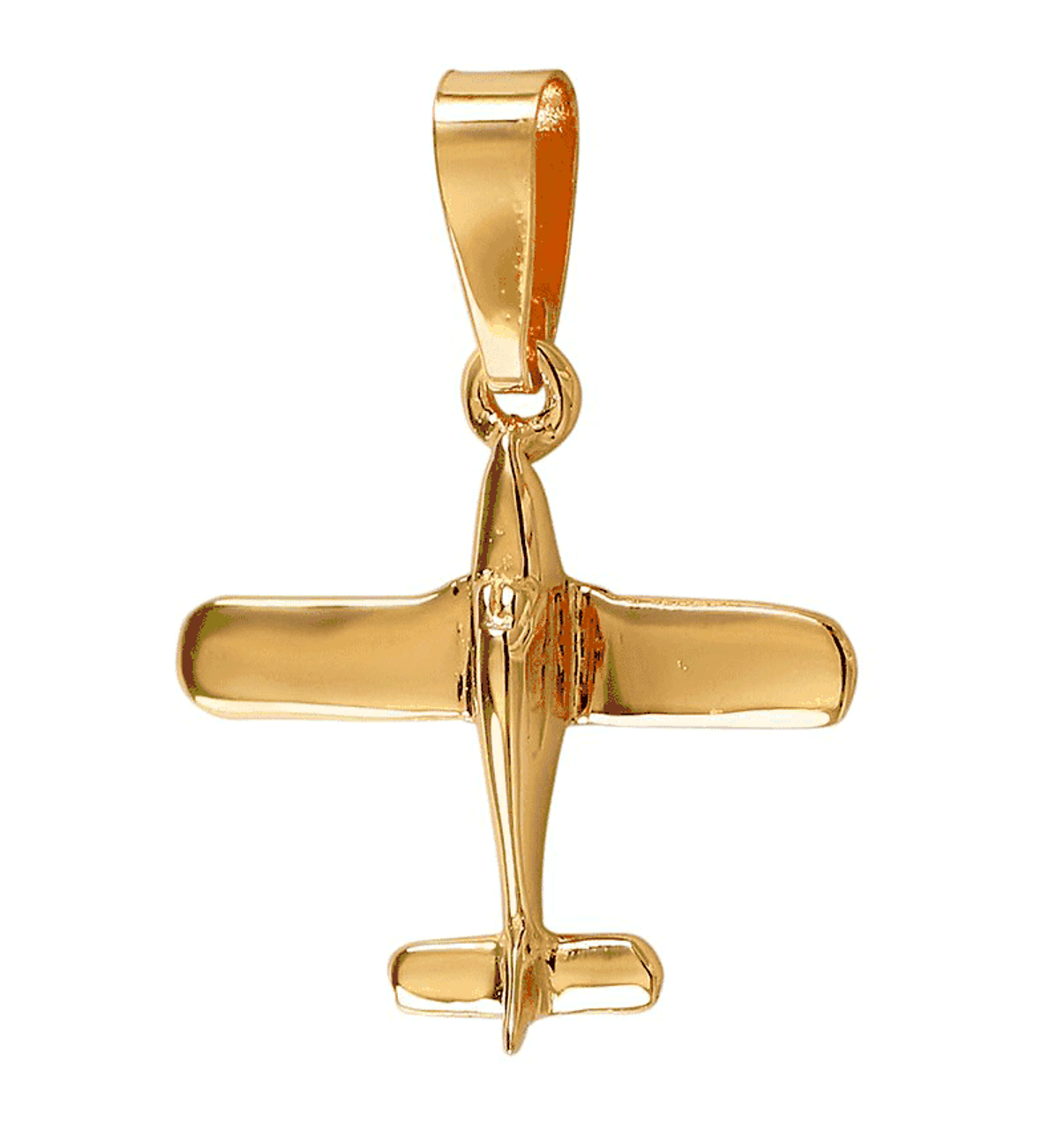 Aviation Jewelry, Gold Piper Style Airplane Pendant