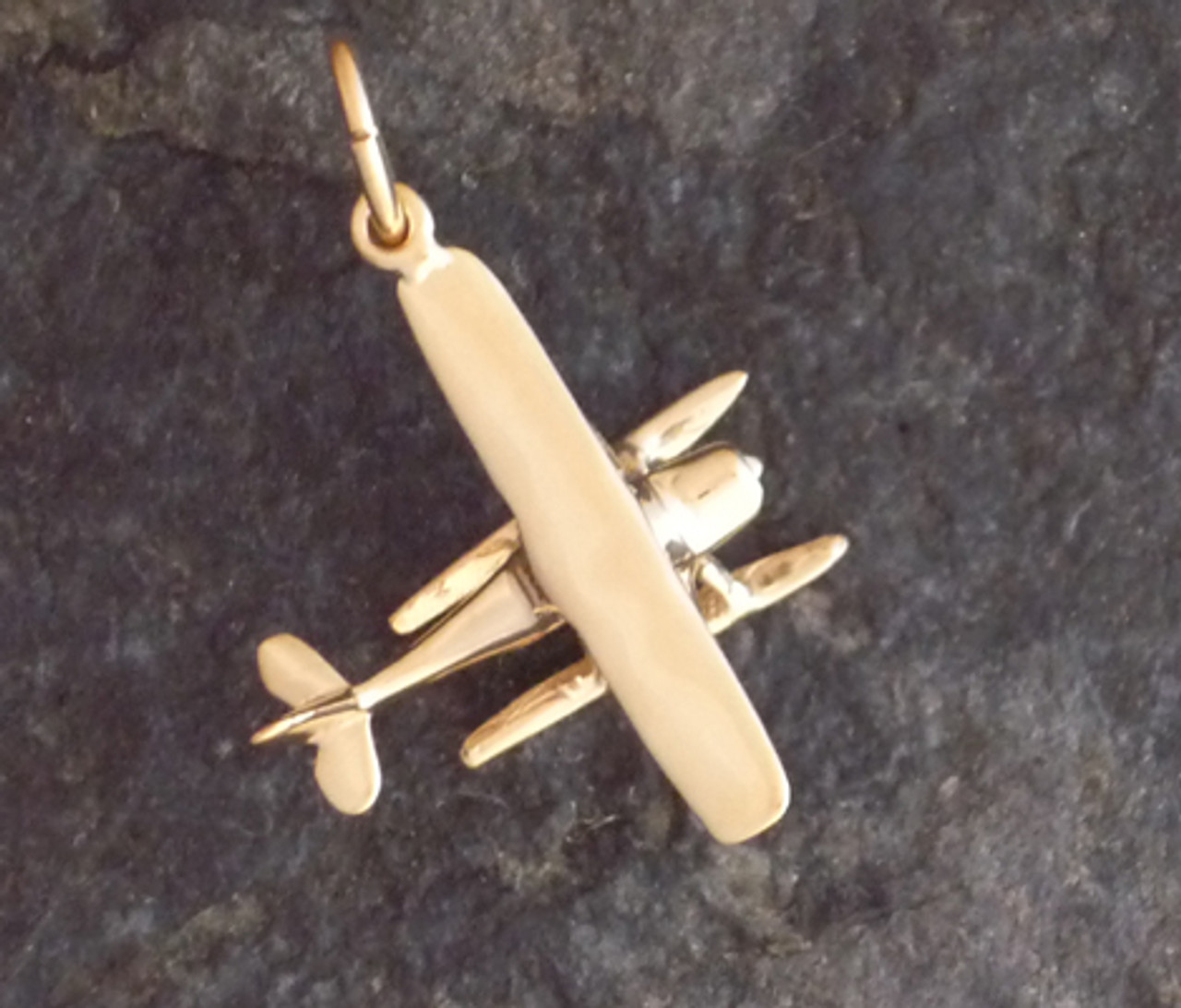 Gold Airplane Necklace - Jet Plane Charm Jewelry - Pilot Flight