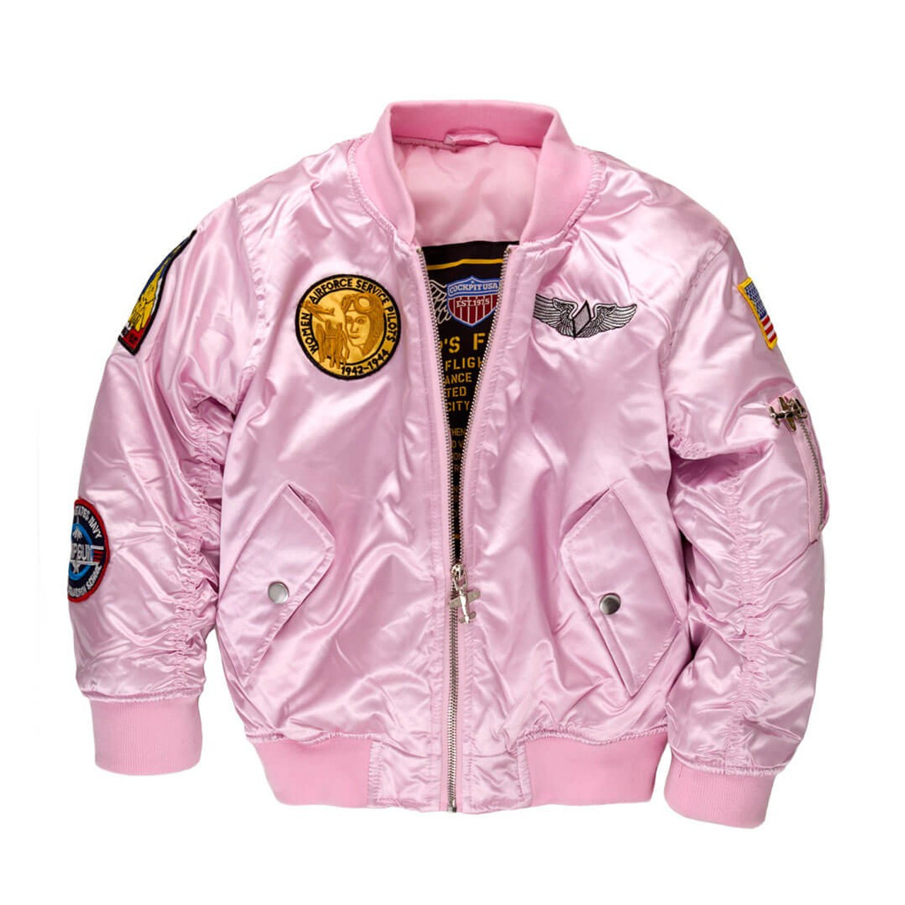 Child's Pink MA 1 Bomber Jacket | Fun Girls Pilot Jacket for Kids