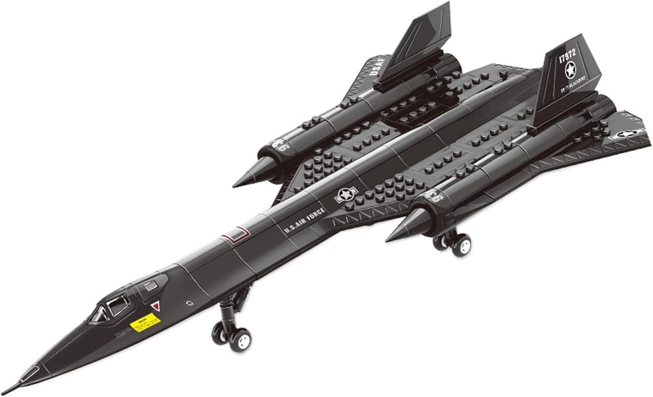 SR-71 Blackbird airplane building blocks model kit assembled