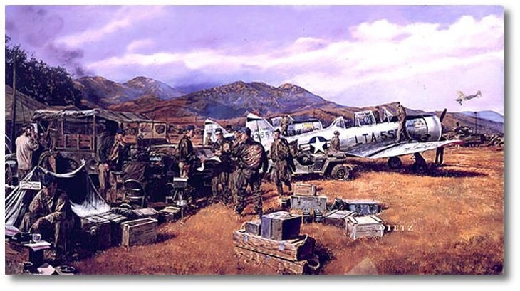 T-6 Mosquitos Korean War aviation art print by James Dietz