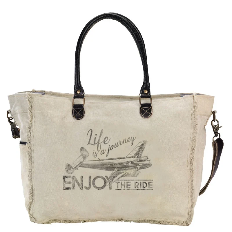 Airplane Themed Canvas Tote Bag