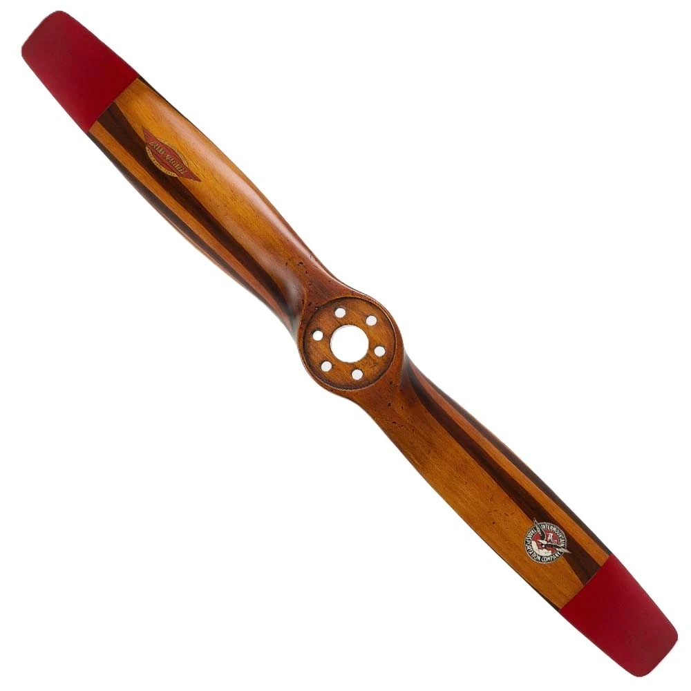 Replica wooden biplane propeller with rich mahogany finish