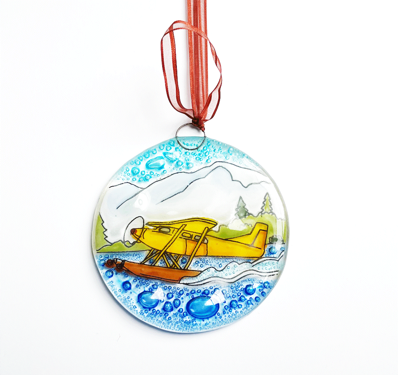 Fused Glass Floatplane Ornament