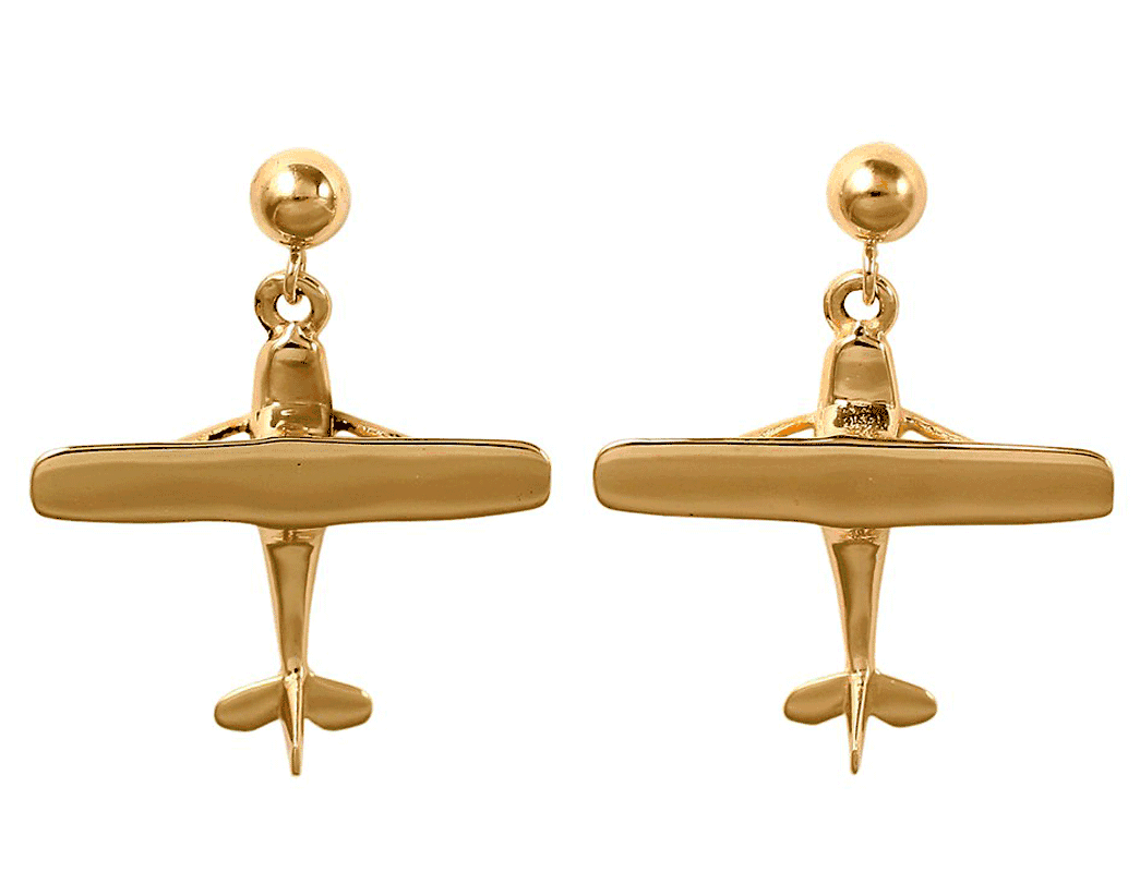 Aviation Jewelry Gold Cessna Style Airplane Earrings Tailwinds