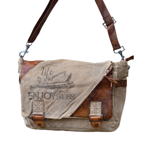 Eco friendly airplane messenger bag military canvas aviation crossbody