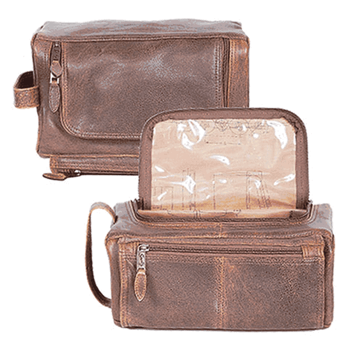 Aero Squadron premium leather shave kit bag with vintage aviation-inspired design