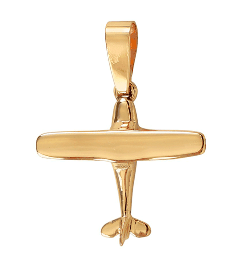 14K Real Solid Gold Airplane Plane Jet Fighter Aircraft Pendant