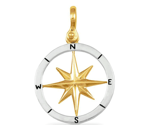 Silver & Gold Compass Rose Pendant