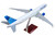 United Airlines Boeing 777-300ER model airplane top view showing wing detail