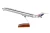 Delta MD-80 model airplane displayed on wood stand side view