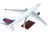 Angled view of Delta Airbus A330-300 resin model airplane on wooden display stand