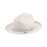 Cowboy Hat- Ivory Wool felt, double ridge crown, folded ribbon hat band, elastic tie in crown