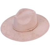Outback style polyester microfiber hat with leatherette tie hat band