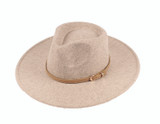 Womens Hat - Polyester Felt, Large brim fedora, leatherette tie with buckle around crown, Wholesale