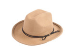 Womens Hat - Wool felt, two peak cowboy, triple layer leatherette hat band around crown, Wholesale