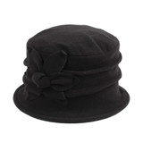 Black Womens Hat- Polar fleece, with bright color petal