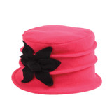 Fuchsia Womens Hat- Polar fleece, with bright color petal