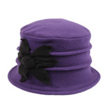 Purple Womens Hat- Polar fleece, with bright color petal