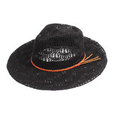 Womens Hat- Black Polyester large brim fedora, special open design, wire in the brim, braided leatherette hat band