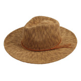 Womens Hat- Camel Polyester large brim fedora, knitted texture design, wire in brim, braided leatherette hat band