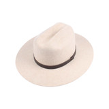 Womens hat- Oatmeal Wool felt, double ridge cowboy, triple leatherette hat band