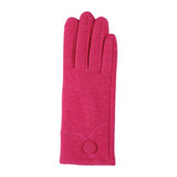Fuchsia Womens Glove- Polyester imitation wool, 1 large button accent, two texting fingers