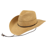 Women’s Cowboy Hat – contrast braid in crown, chin chord. Toast