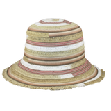 Womens Hat - Ribbon and Toyo braid mix, bucket shape, fringe brim