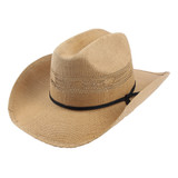 Tan Cowboy Hat -  Made from woven paper with a double peak crown and classic cowboy brim