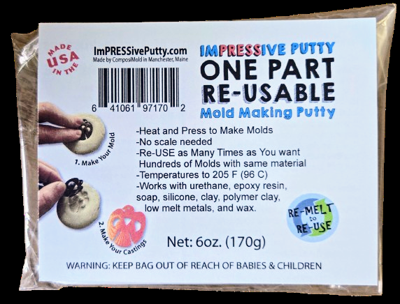 ImPRESSive Putty Reusable Molding Material. Heat and Press to make your mold.