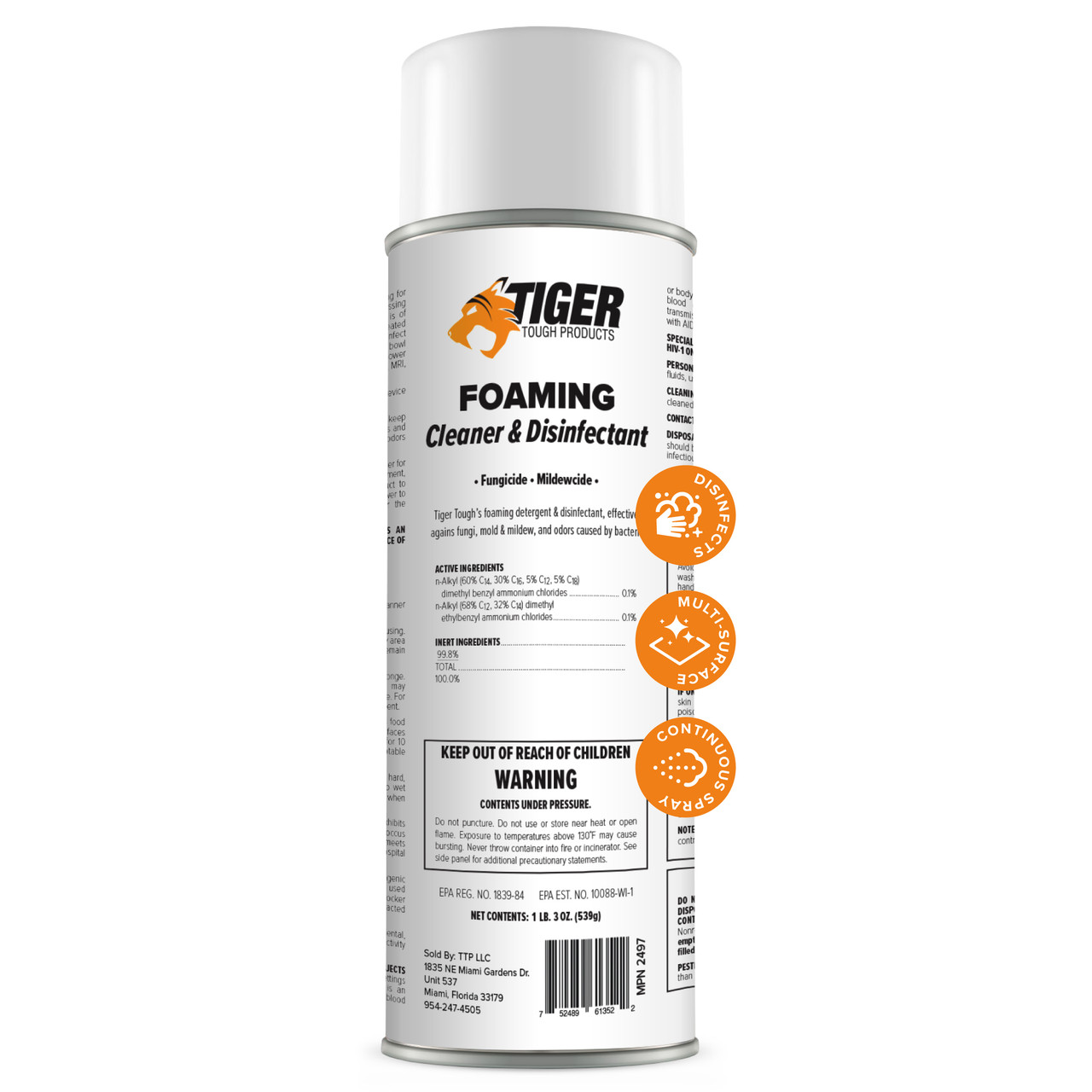 Tiger Tough Foaming Disinfectant Spray 19oz - CASE of 12ea