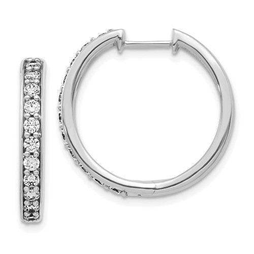 14K White Gold Lab Grown Diamond SI1/SI2, G H, Hinged Hoop Earrings EM4265-075-WLG