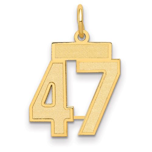 14k Small Satin Number 47 Charm LSS47