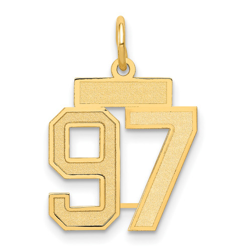 14k Small Satin Number 97 Charm LSS97
