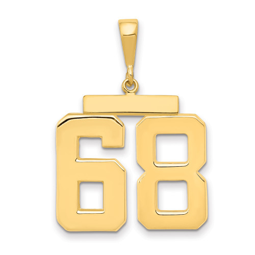 14k Large Polished Number 68 Charm LP68