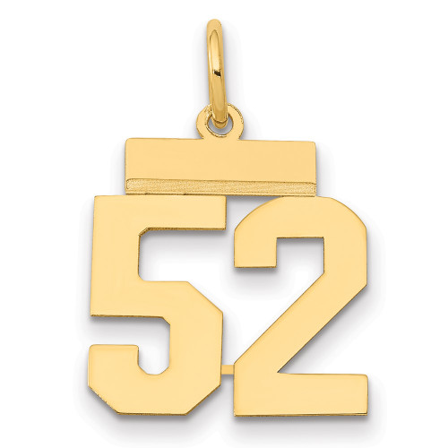 14k Small Polished Number 52 Charm LS52