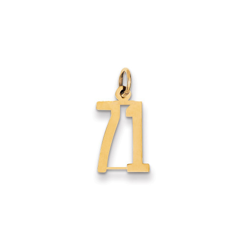 14k Small Elongated Number 71 Charm LES71