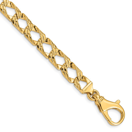 14K 18 inch 8.6mm Hand Polished Fancy Link with Fancy Lobster Clasp Chain LK393-18