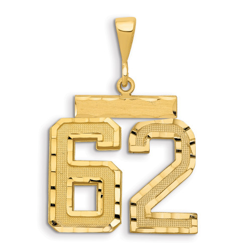 14k Large Brushed  Diamond-cut Number 62 Charm LN62