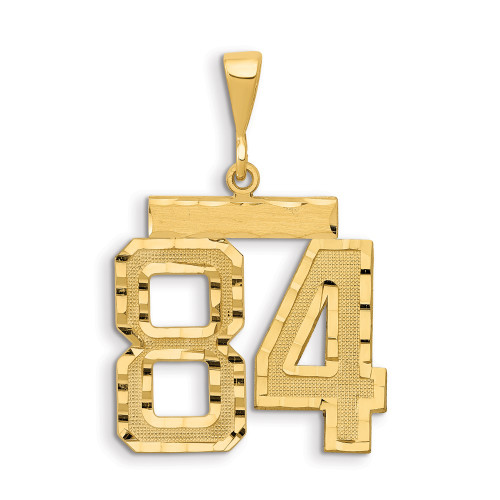 14k Large Brushed Diamond-cut Number 84 Charm LN84