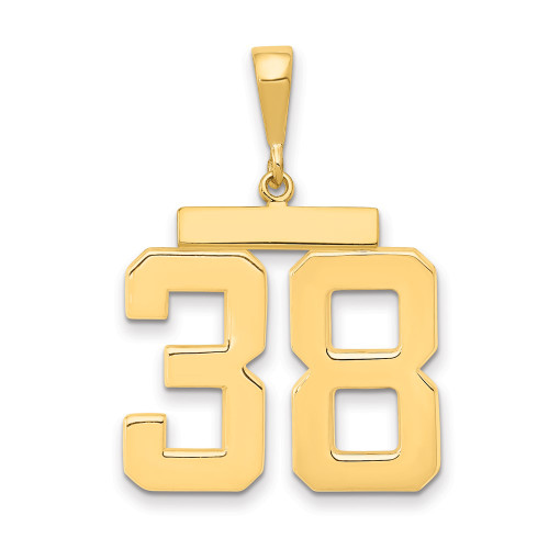14k Large Polished Number 38 Charm LP38