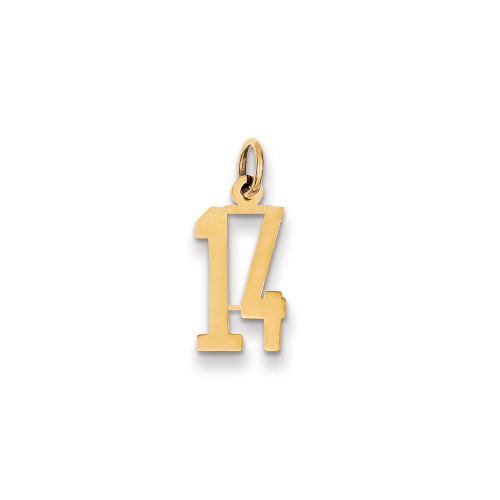 14k Small Elongated Number 14 Charm LES14