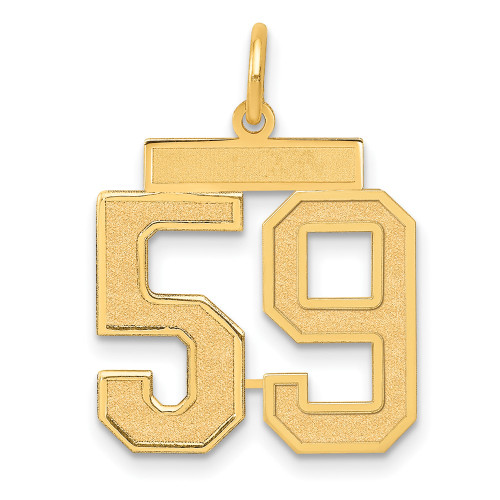 14k Medium Satin Number 59 Charm LSM59