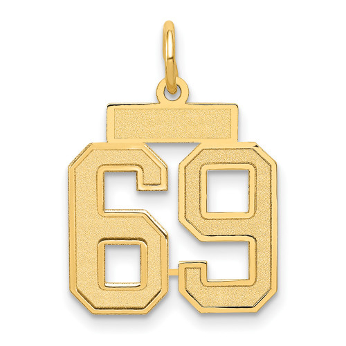 14k Small Satin Number 69 Charm LSS69