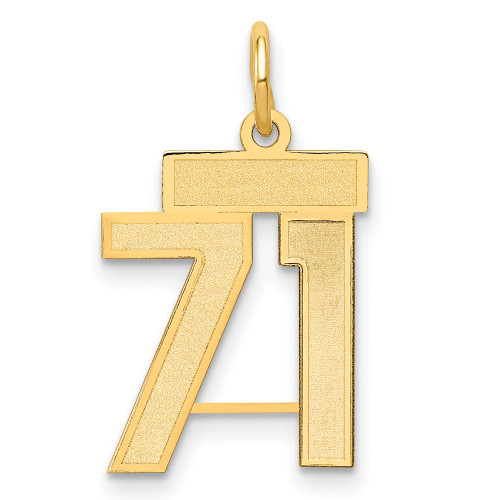 14k Small Satin Number 71 Charm LSS71